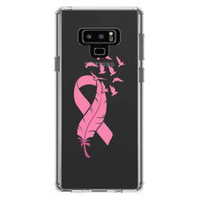DistinctInk® Clear Shockproof Hybrid Case for Apple iPhone / Samsung Galaxy / Google Pixel - Pink Ribbon Cancer - Feather Birds