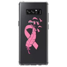DistinctInk® Clear Shockproof Hybrid Case for Apple iPhone / Samsung Galaxy / Google Pixel - Pink Ribbon Cancer - Feather Birds