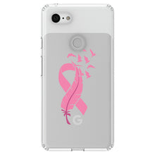 DistinctInk® Clear Shockproof Hybrid Case for Apple iPhone / Samsung Galaxy / Google Pixel - Pink Ribbon Cancer - Feather Birds