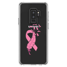 DistinctInk® Clear Shockproof Hybrid Case for Apple iPhone / Samsung Galaxy / Google Pixel - Pink Ribbon Cancer - Feather Birds