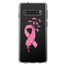 DistinctInk® Clear Shockproof Hybrid Case for Apple iPhone / Samsung Galaxy / Google Pixel - Pink Ribbon Cancer - Feather Birds