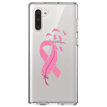 DistinctInk® Clear Shockproof Hybrid Case for Apple iPhone / Samsung Galaxy / Google Pixel - Pink Ribbon Cancer - Feather Birds