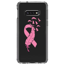 DistinctInk® Clear Shockproof Hybrid Case for Apple iPhone / Samsung Galaxy / Google Pixel - Pink Ribbon Cancer - Feather Birds