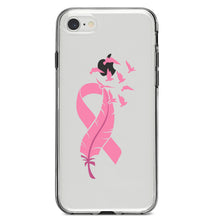 DistinctInk® Clear Shockproof Hybrid Case for Apple iPhone / Samsung Galaxy / Google Pixel - Pink Ribbon Cancer - Feather Birds