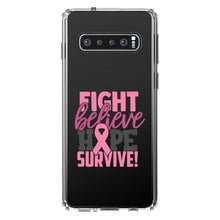 DistinctInk® Clear Shockproof Hybrid Case for Apple iPhone / Samsung Galaxy / Google Pixel - Pink Ribbon Cancer - Fight Believe Hope Survive