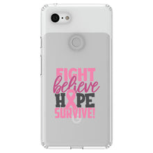 DistinctInk® Clear Shockproof Hybrid Case for Apple iPhone / Samsung Galaxy / Google Pixel - Pink Ribbon Cancer - Fight Believe Hope Survive