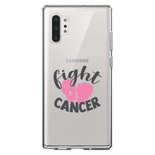 DistinctInk® Clear Shockproof Hybrid Case for Apple iPhone / Samsung Galaxy / Google Pixel - Pink Ribbon Cancer - Fight Boxing Gloves