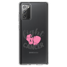 DistinctInk® Clear Shockproof Hybrid Case for Apple iPhone / Samsung Galaxy / Google Pixel - Pink Ribbon Cancer - Fight Boxing Gloves
