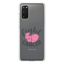 DistinctInk® Clear Shockproof Hybrid Case for Apple iPhone / Samsung Galaxy / Google Pixel - Pink Ribbon Cancer - Fight Boxing Gloves