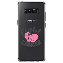 DistinctInk® Clear Shockproof Hybrid Case for Apple iPhone / Samsung Galaxy / Google Pixel - Pink Ribbon Cancer - Fight Boxing Gloves