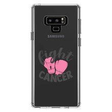DistinctInk® Clear Shockproof Hybrid Case for Apple iPhone / Samsung Galaxy / Google Pixel - Pink Ribbon Cancer - Fight Boxing Gloves