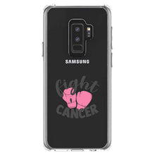 DistinctInk® Clear Shockproof Hybrid Case for Apple iPhone / Samsung Galaxy / Google Pixel - Pink Ribbon Cancer - Fight Boxing Gloves