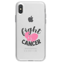 DistinctInk® Clear Shockproof Hybrid Case for Apple iPhone / Samsung Galaxy / Google Pixel - Pink Ribbon Cancer - Fight Boxing Gloves