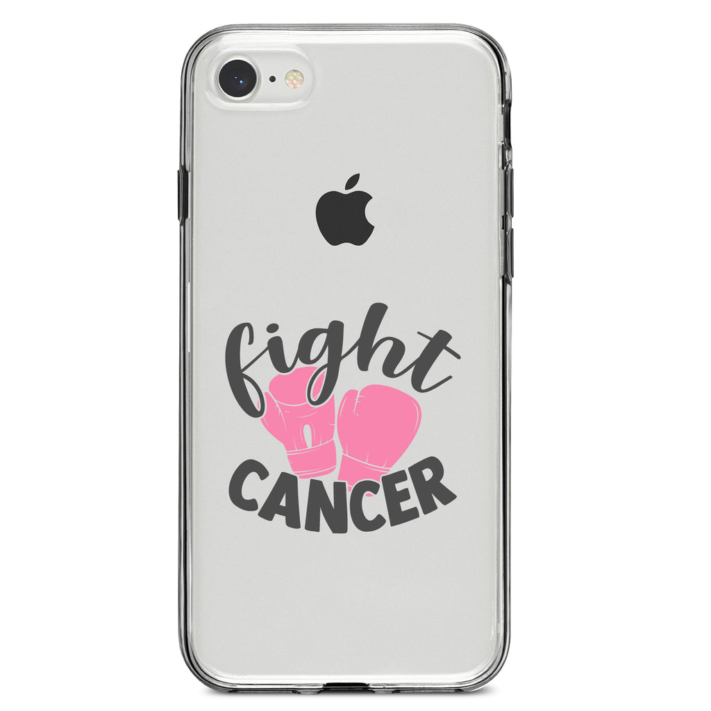 Pink Ribbon Cancer, Fight Boxing Gloves Clear Shockproof iPhone Case, view 5