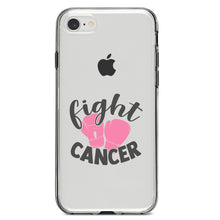 DistinctInk® Clear Shockproof Hybrid Case for Apple iPhone / Samsung Galaxy / Google Pixel - Pink Ribbon Cancer - Fight Boxing Gloves