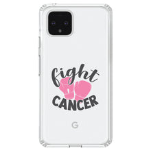 DistinctInk® Clear Shockproof Hybrid Case for Apple iPhone / Samsung Galaxy / Google Pixel - Pink Ribbon Cancer - Fight Boxing Gloves