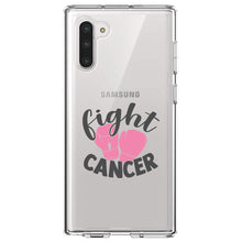 DistinctInk® Clear Shockproof Hybrid Case for Apple iPhone / Samsung Galaxy / Google Pixel - Pink Ribbon Cancer - Fight Boxing Gloves