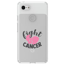 DistinctInk® Clear Shockproof Hybrid Case for Apple iPhone / Samsung Galaxy / Google Pixel - Pink Ribbon Cancer - Fight Boxing Gloves