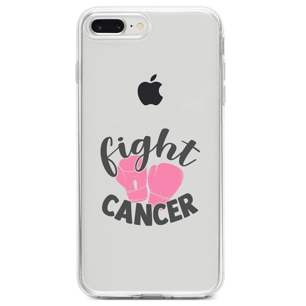 Pink Ribbon Cancer, Fight Boxing Gloves Clear Shockproof iPhone Case, view 6
