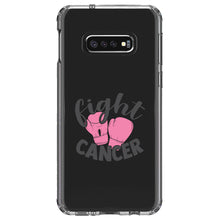 DistinctInk® Clear Shockproof Hybrid Case for Apple iPhone / Samsung Galaxy / Google Pixel - Pink Ribbon Cancer - Fight Boxing Gloves
