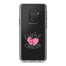 DistinctInk® Clear Shockproof Hybrid Case for Apple iPhone / Samsung Galaxy / Google Pixel - Pink Ribbon Cancer - Fight Boxing Gloves