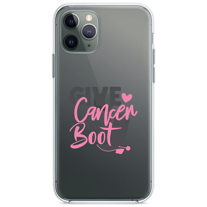 DistinctInk® Clear Shockproof Hybrid Case for Apple iPhone / Samsung Galaxy / Google Pixel - Give Cancer the Boot - Cowboy Spurs