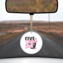 DistinctInk® Hanging Ceramic Christmas Tree Ornament with Gold String - Great Gift / Present - 2 3/4 inch Diameter - Give Cancer the Boot - Cowboy Spurs