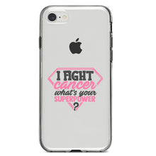 DistinctInk® Clear Shockproof Hybrid Case for Apple iPhone / Samsung Galaxy / Google Pixel - I Fight Cancer What's Your Superpower