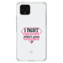 DistinctInk® Clear Shockproof Hybrid Case for Apple iPhone / Samsung Galaxy / Google Pixel - I Fight Cancer What's Your Superpower