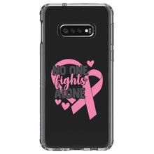 DistinctInk® Clear Shockproof Hybrid Case for Apple iPhone / Samsung Galaxy / Google Pixel - Pink Ribbon Cancer - No One Fights Alone