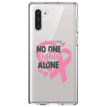 DistinctInk® Clear Shockproof Hybrid Case for Apple iPhone / Samsung Galaxy / Google Pixel - Pink Ribbon Cancer - No One Fights Alone
