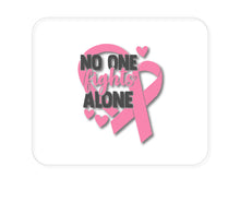 DistinctInk Custom Foam Rubber Mouse Pad - 1/4" Thick - Pink Ribbon Cancer - No One Fights Alone