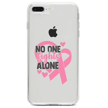 DistinctInk® Clear Shockproof Hybrid Case for Apple iPhone / Samsung Galaxy / Google Pixel - Pink Ribbon Cancer - No One Fights Alone