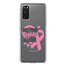 DistinctInk® Clear Shockproof Hybrid Case for Apple iPhone / Samsung Galaxy / Google Pixel - Pink Ribbon Cancer - No One Fights Alone
