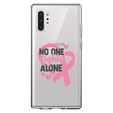 DistinctInk® Clear Shockproof Hybrid Case for Apple iPhone / Samsung Galaxy / Google Pixel - Pink Ribbon Cancer - No One Fights Alone