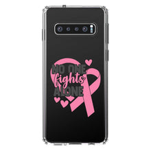 DistinctInk® Clear Shockproof Hybrid Case for Apple iPhone / Samsung Galaxy / Google Pixel - Pink Ribbon Cancer - No One Fights Alone
