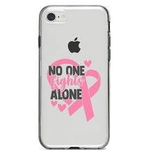 DistinctInk® Clear Shockproof Hybrid Case for Apple iPhone / Samsung Galaxy / Google Pixel - Pink Ribbon Cancer - No One Fights Alone
