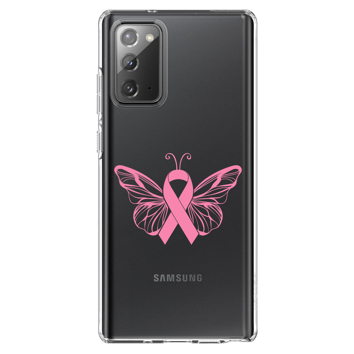 Pink Ribbon Cancer, Butterfly Clear Shockproof iPhone Case, view 8