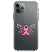 DistinctInk® Clear Shockproof Hybrid Case for Apple iPhone / Samsung Galaxy / Google Pixel - Pink Ribbon Cancer - Butterfly