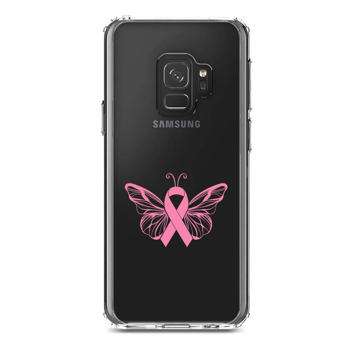 Pink Ribbon Cancer, Butterfly Clear Shockproof iPhone Case, view 19