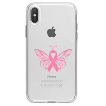 DistinctInk® Clear Shockproof Hybrid Case for Apple iPhone / Samsung Galaxy / Google Pixel - Pink Ribbon Cancer - Butterfly