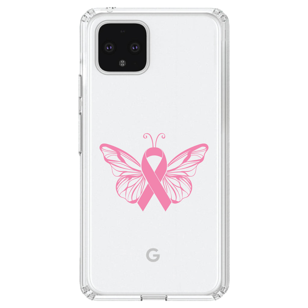 Pink Ribbon Cancer, Butterfly Clear Shockproof iPhone Case, view 24
