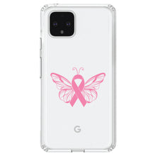 DistinctInk® Clear Shockproof Hybrid Case for Apple iPhone / Samsung Galaxy / Google Pixel - Pink Ribbon Cancer - Butterfly