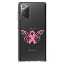 DistinctInk® Clear Shockproof Hybrid Case for Apple iPhone / Samsung Galaxy / Google Pixel - Pink Ribbon Cancer - Butterfly