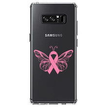 DistinctInk® Clear Shockproof Hybrid Case for Apple iPhone / Samsung Galaxy / Google Pixel - Pink Ribbon Cancer - Butterfly