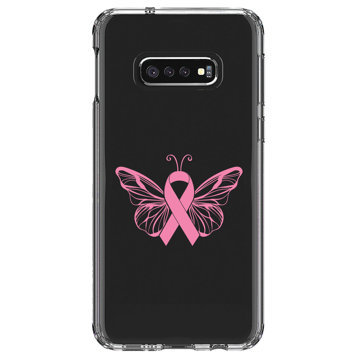 Pink Ribbon Cancer, Butterfly Clear Shockproof iPhone Case, view 18