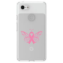 DistinctInk® Clear Shockproof Hybrid Case for Apple iPhone / Samsung Galaxy / Google Pixel - Pink Ribbon Cancer - Butterfly