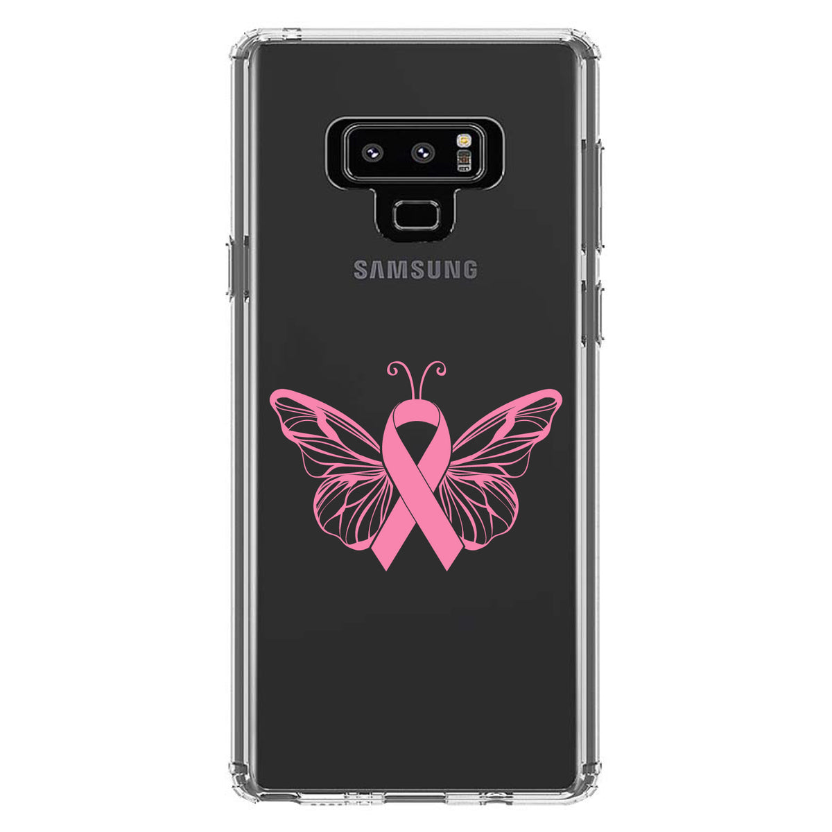 Pink Ribbon Cancer, Butterfly Clear Shockproof iPhone Case, view 11