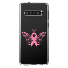 DistinctInk® Clear Shockproof Hybrid Case for Apple iPhone / Samsung Galaxy / Google Pixel - Pink Ribbon Cancer - Butterfly