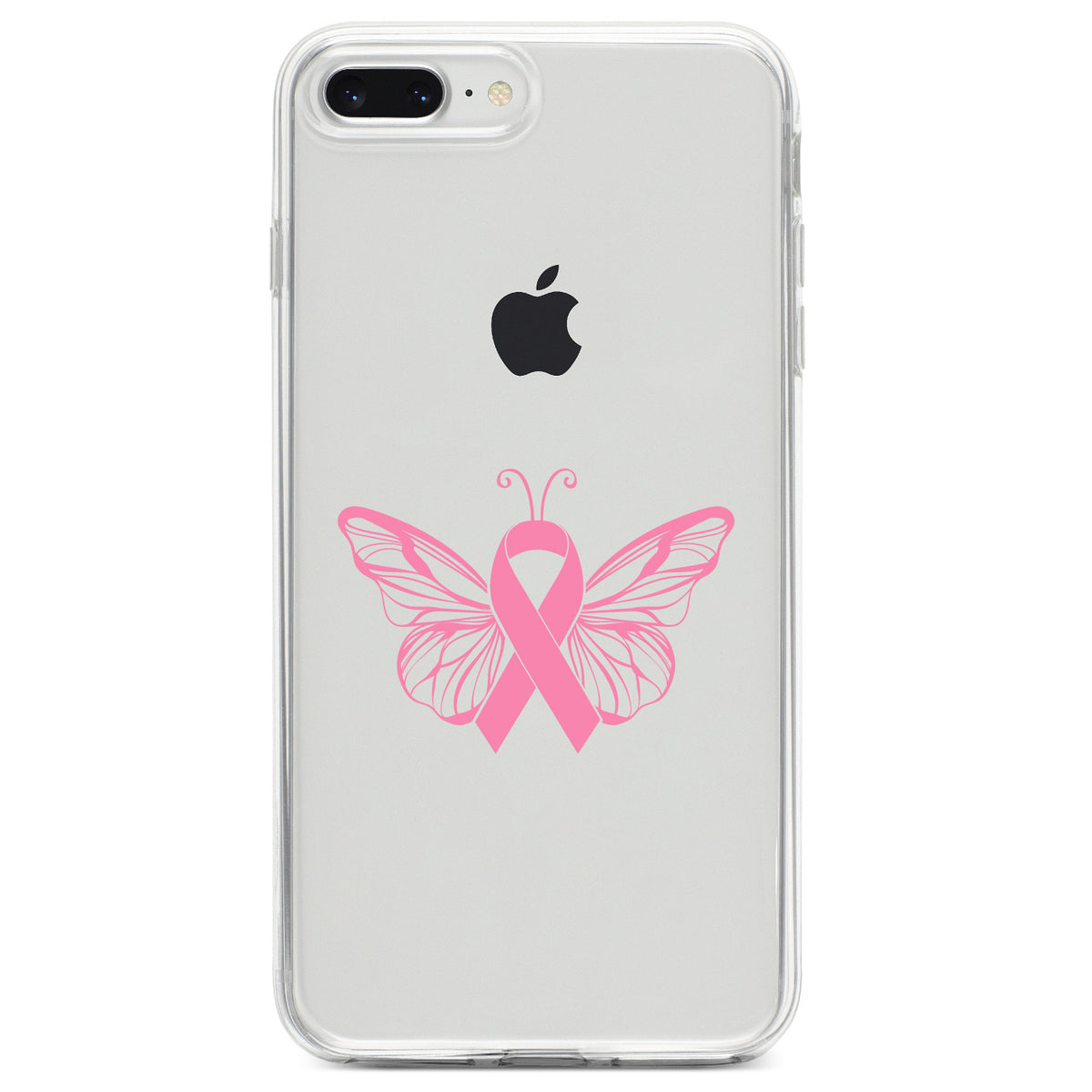 Pink Ribbon Cancer, Butterfly Clear Shockproof iPhone Case, view 6